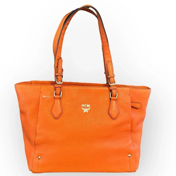 MCM 🍊 Pebbled Leather Tote - Picture 1 of 14